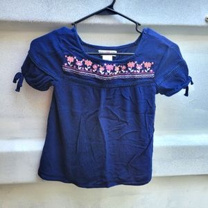 Kandy Kiss girls flutter peasant top with floral embroidery small 6x